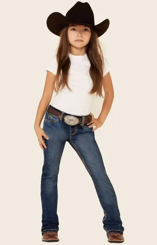 Pantalones vaqueros largos de tela vaquera para niñas de una sola apertura  con corte de bota y ropa para niños 2-7T