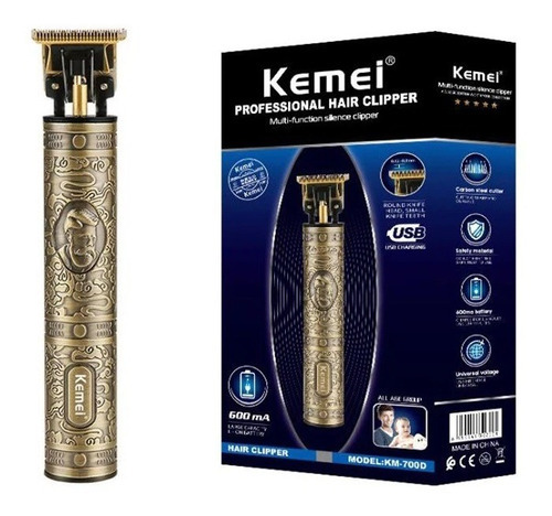 Máquina De Cortar Cabelo Barba Acabamento Kemei Km-700d Cor Dourado Voltagem 100v/240v