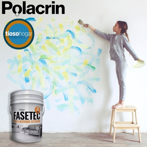 Imagen 3 de 10 de Pintura Polacrin 20lts Cubritivo Latex Color Blanco Fasetec
