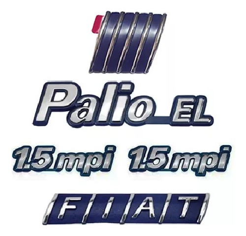 Kit Emblemas Palio El 1.5 Mpi Capô Mala 97 À 00 Kit 5 Peças