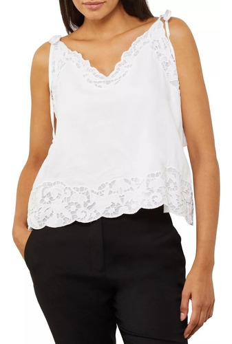 Bcbgmaxazria Blusa Con Tiras Anudadas