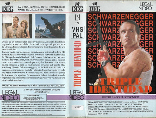 Triple Identidad Vhs Arnold Schwarzenegger Raw Deal 1986