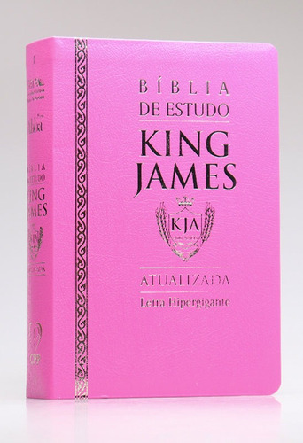 Bíblia De Estudo King James Letra Hipergigante Luxo  Rosa