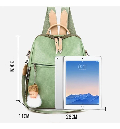 Imagen 3 de 3 de Mochila Mujer Impermeable Bolsa Cierre Antirrobo Tipo Piel
