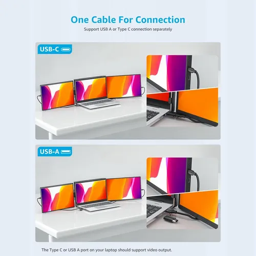 Extensor De Monitor De Doble Pantalla Para Portátil De 14,1