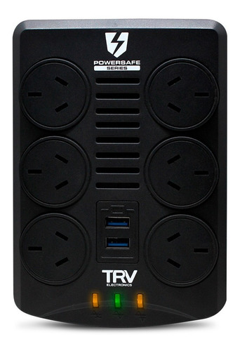 Estabilizador De Tension Trv Powersafe Usb 6tomas/usb/rj45 Negro