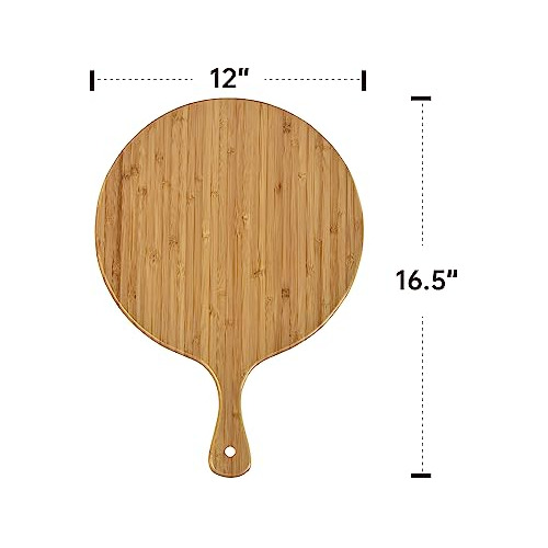 Tablero Redondo De Bambú Asa De Kiteiscat, 16 X 12 -...