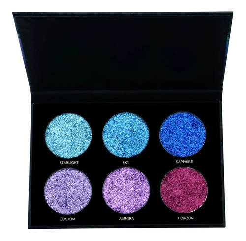Imagen 1 de 4 de Paleta Sombra Ojos Con Brillantina Prolux Prensada 6 Tonos