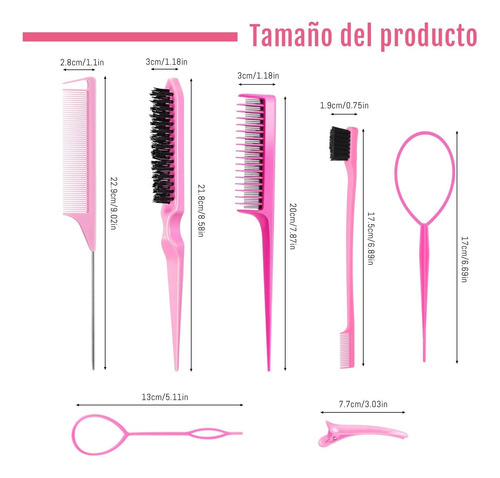 Juego De 10 Peines Para Mujer, Peines Para Niña, Color Rosa