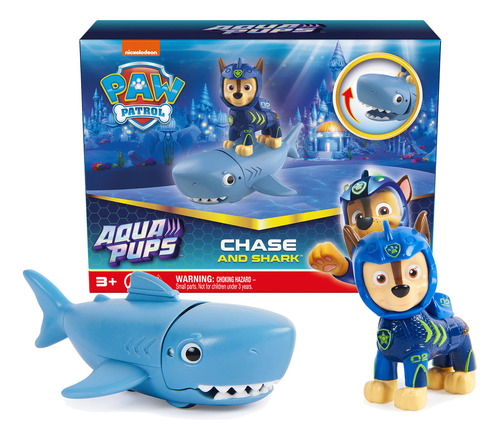 Paw Patrol, Aqua Pups Chase And Shark - Juego De Figuras De