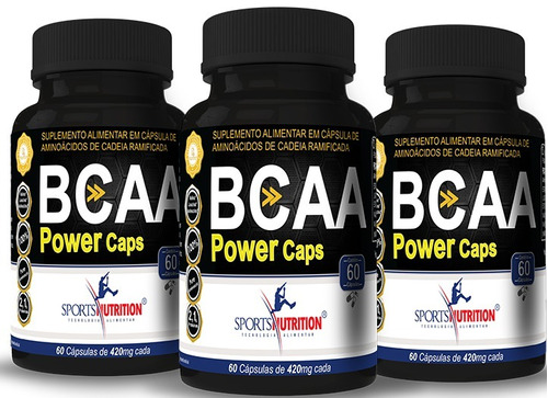 3x Bcaa Power Caps 60 Cápsulas De 420 Mg - Sports Nutrition