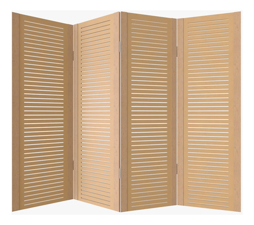 Biombo 4 Folhas Divisor De Ambiente Madeira Oseubiombo Cor Mdf Ripado