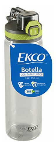 Botella Para Agua De 750 Ml Ekco, Color Verde Con Tapa