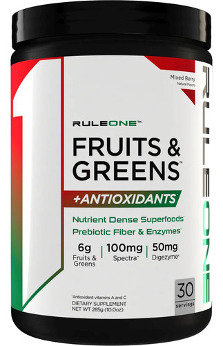 Rule One Fruits & Greens + Antioxidantes 30 Servs Sabor Mezcla De Bayas