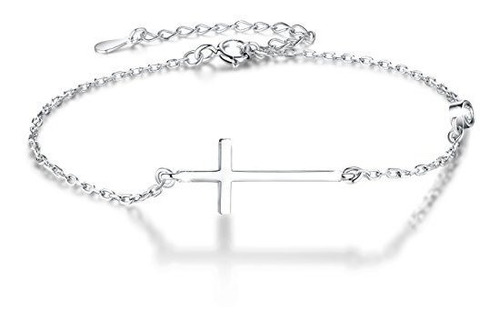 Pulsera Cruz Plata Ley 925 Mujer Con Cz - Buenas Intenciones