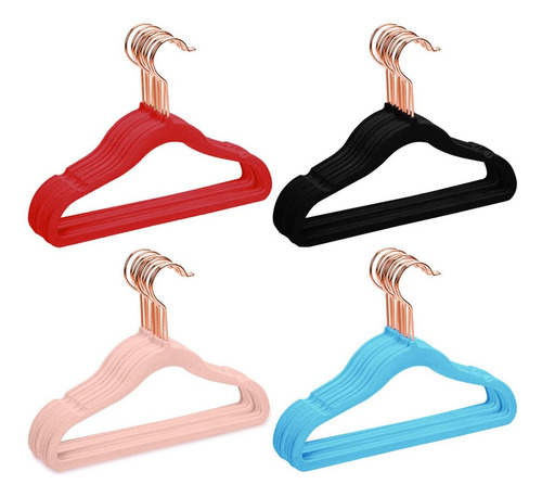 Ganchos Terciopelo Metal Antideslizante Ropa Paquete 20 Pzs