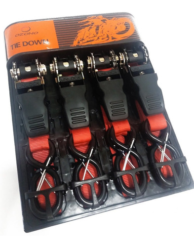 Tie Downs Eslinga Con Tensor  Pack De 4 Amarras Para Motos