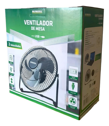 Mini Ventilador De Mesa Not Articulavel Usb 8 Polegadas Top