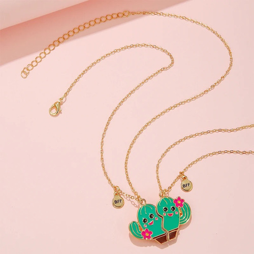 V Set 2 Collares Magnéticos De Cactus Mejores Amigos Bff