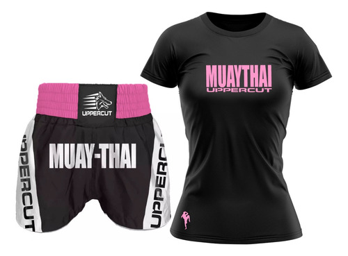 Kit Uppercut Short Calção Muay Thai Feminino E Camiseta 