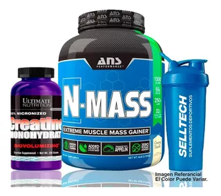 Pack Ans N Mass 6lb Vainilla + Creatina 300gr+ Shaker