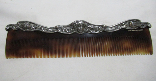 Antiguo Brush Peine Handmade France Metal Lady Art Nouveau 