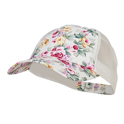 Impresión Floral Camionero De La Malla Cap - Blanco Osfm.