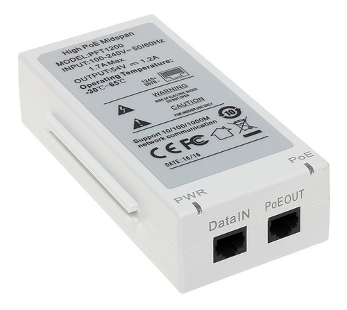 Imagen 1 de 9 de Inyector Dahua Hi-poe Midspan 1*10/100/1000 Pft1200