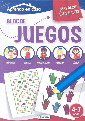 Bloc De Juegos / Morado / Aprendo En Casa, De V.v.a.a. Editorial Saldaña, Tapa Blanda En Español, 2014