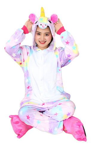 Pijama Kigurumi Star Unicorn De Manga Larga Con Capucha Y Fr