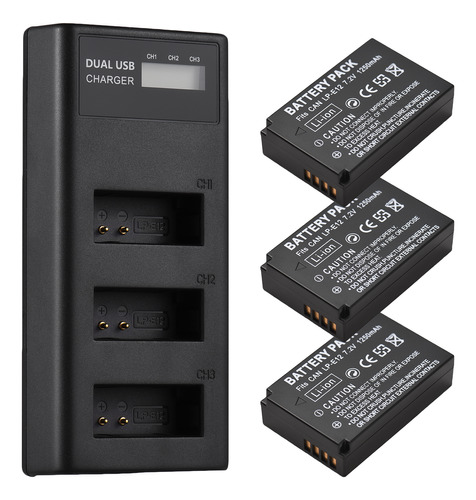 Cargador Lp-e12 De 1250 Mah Con Baterías Compatibles Con Eos