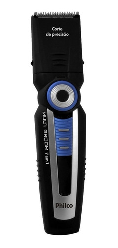 Imagem 1 de 3 de Barbeador y cortador de cabelo Philco Multi Groom 7 en 1  preto, prata e azul 110V/220V