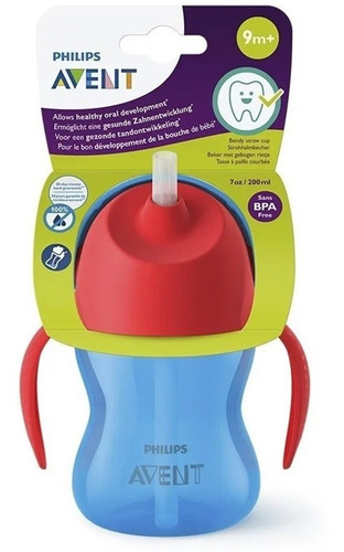 Imagen 4 de 4 de Vaso / Vasito Antiderrame Avent Con Sorbete 9m+ 200ml