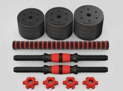 Set De Mancuernas 10kg Barra Armable Y Ajustable