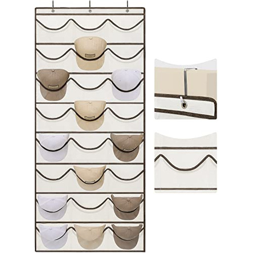 Organizador De Gorras Para Puerta Con 24 Bolsillos, Beige