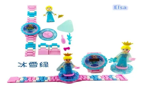 Reloj Frozen Elsa Tipo Lego Con Mini Figura Sin Caja empaque