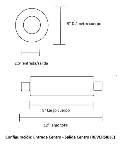 Mofle Resonador Deportivo Sirrush. Inoxidable R5 X 8, 2.5