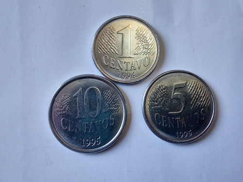 3 Monedas De Brasil 1-5-10 Centavos 1995(bb128