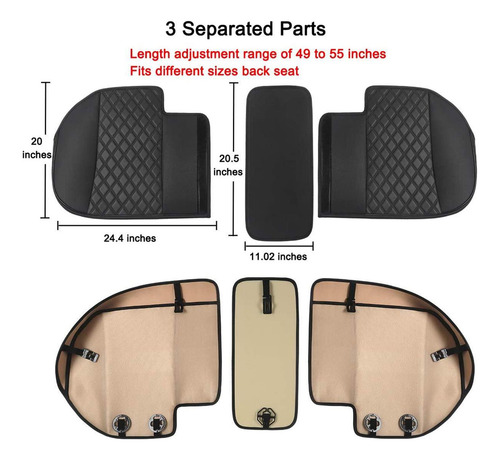 Funda De Cuero De Pu De Lujo Para Asiento De Trasero Negro