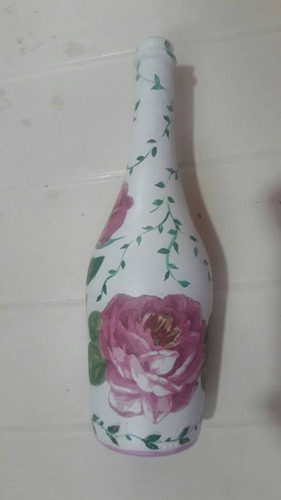 Botellas Pintadas Y Decoradas Con Decoupage..excelentes!!!!