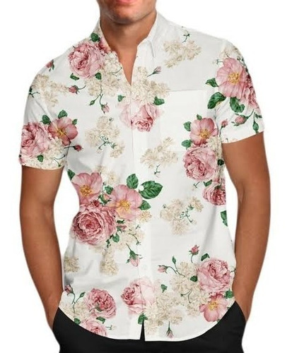 Kit 3 Camisa Social Floral Florida Masculina Havaiana Estamp