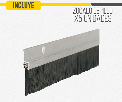 Zocalo 80 Cm Puertas Cepillo Aluminio Burlete Raketa X5 Un C