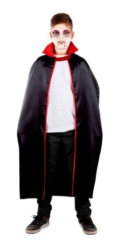 Capa Vampiro Negra Disfraz Halloween 140 Cm Adultos Y Niños.