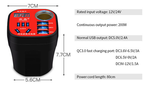 Cargador De Coche Qc3.0, Inversor De Corriente Qc, Flash De