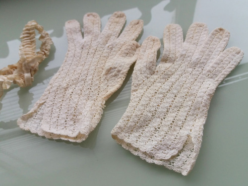 Antiguos Guantes Novia Tejidos D Los 50-villa Crespo