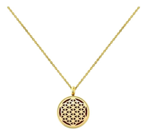 Colar Aromatarepia Flor Da Vida Difusor Dourado Elis Aço