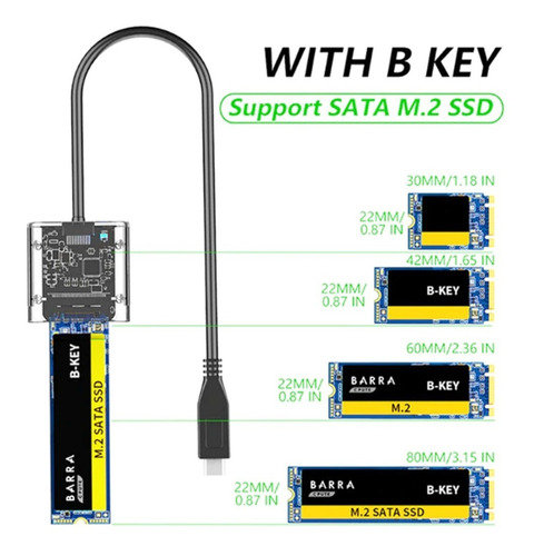 Imagen 1 de 7 de M.2 Adaptador Transpa Ssd A Tipo-c Para Pcie Ngff Sata M / B