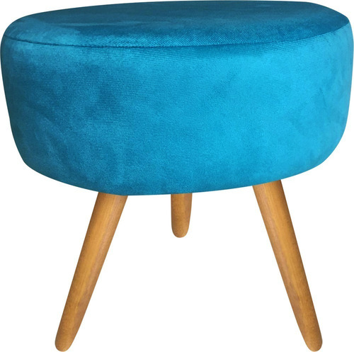 Puff Decoração Sala Azul Turquesa Redondo Colorido Lindo
