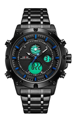 Relógio Masculino Weide Anadigi Wh6906b - Preto E Azul