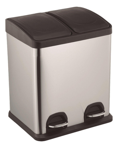 Lixeira Twins Inox 2 Compartimentos 30 Litros - Jolitex